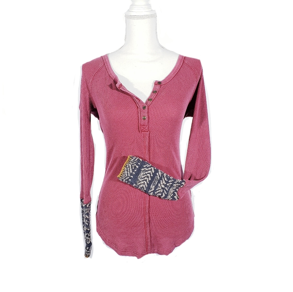 Free People Cuffed Red Thermal - Picture 1 of 8